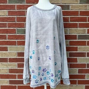 The Animal Rescue Site Gray Paw Print Semi Sheer Burnout Crewneck T-shirt 🐾